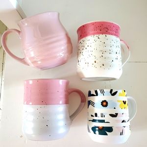 Lot of 4 Coffee Mugs Pink Opal Glaze Starbucks